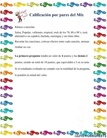 Calificar por pares Mix de Canciones