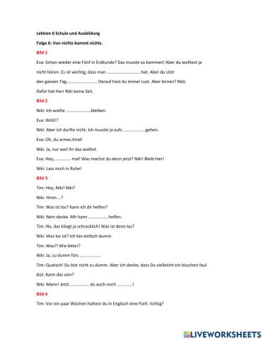Lückentext Lek 6