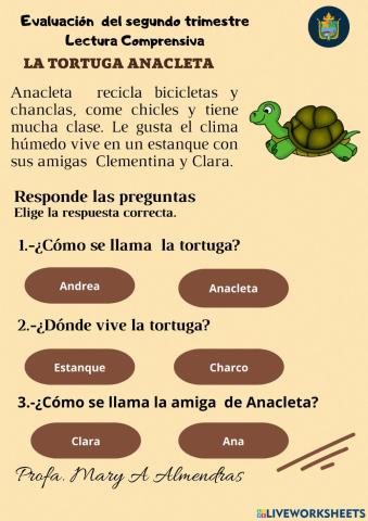 Evaluación Lectura Comprensiva