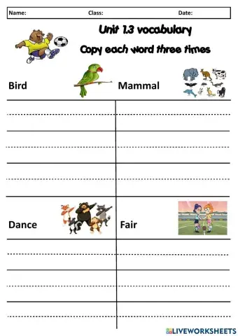 ESL Vocabulary Unit 1.3