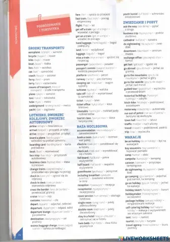 Tourism Egzamin 8 klasisty Podróżowanie i turystyka