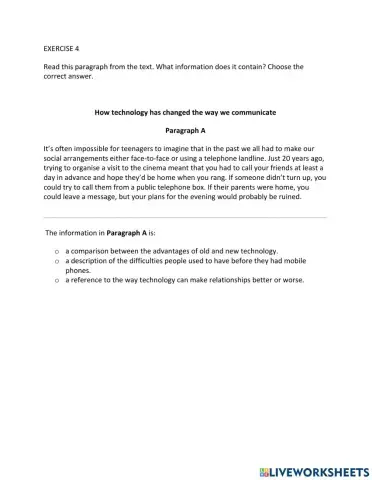 IE1, Unit 4, Reading, Exercise 4