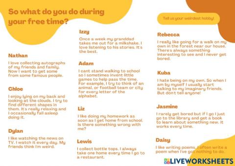 Reading Comprehension - Weirdest Hobby! 2