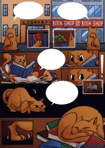 Boo reads a book, comic strip