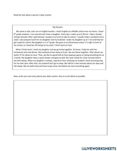 My Routine Writing