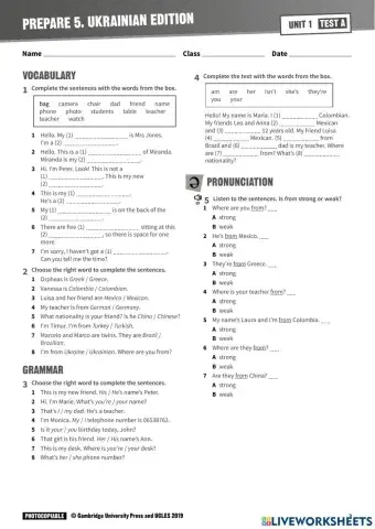 Prepare 1. Test - Unit 1