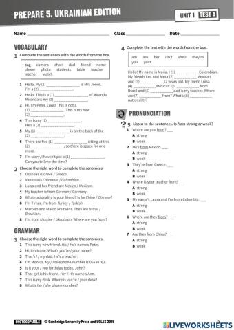 Prepare 1. Test - Unit 1