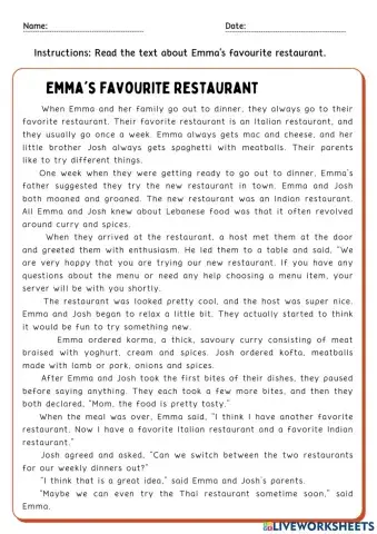 Emma's Favourite Restaurant