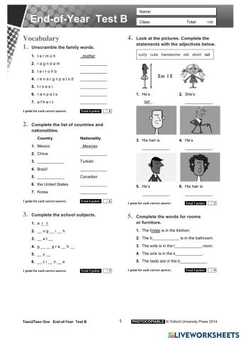 Teen2teen One - Test End of Term