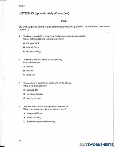 B2 Listening Mock Test