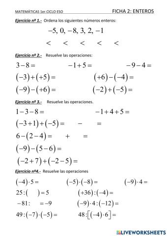 ENTEROS 1er.CICLO ESO