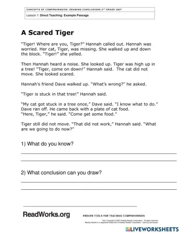 Drawing Conclusions - scared tiger