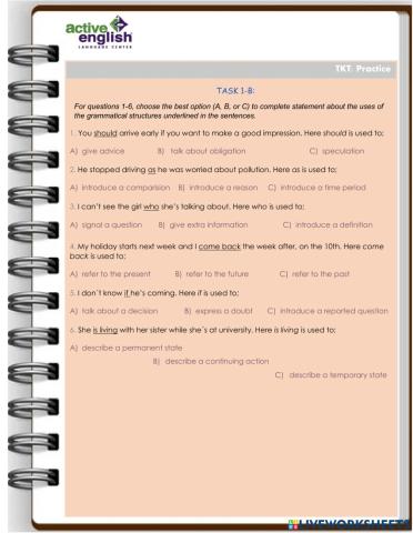 TKT Practice Task 1B