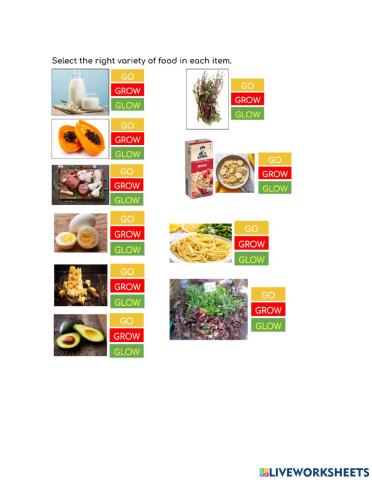 Go, grow. glow foods