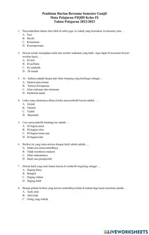 Ulangan harian bersama fikih