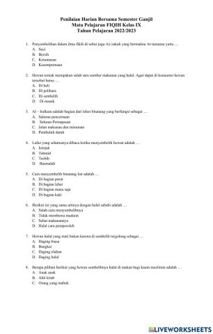 Ulangan harian bersama fikih