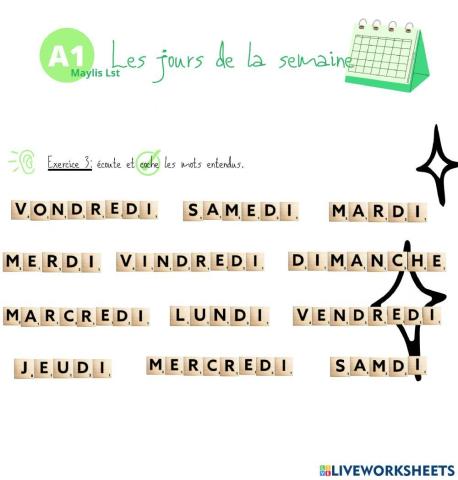 CO Les jours de la semaine