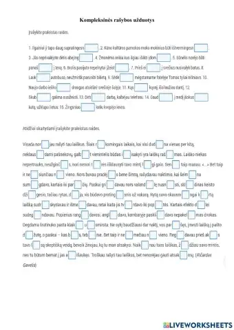 Kompleksinės rašybos užduotys