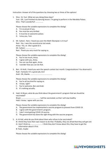 Latihan PTS Bahasa Inggris kelas 9 smt 1