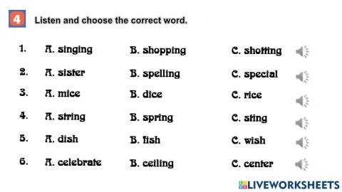 Listen and choose the correct word.
