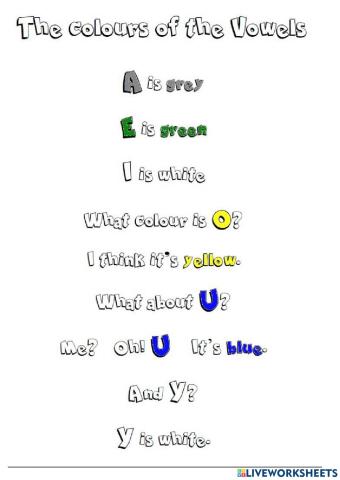 The colours of the vowels poem