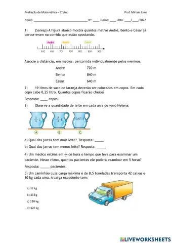 Probemas - Números e medidas
