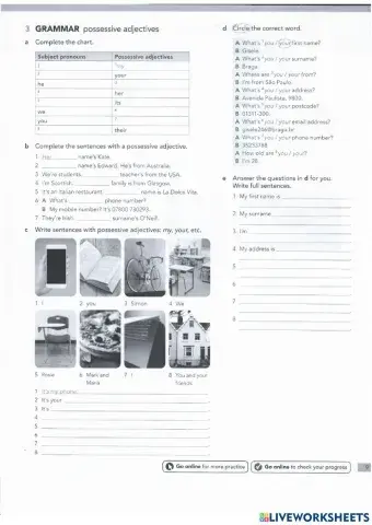 Possessive adjectives