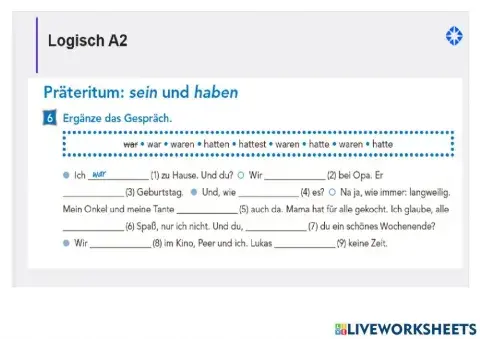 Haben und sein im Präteritum