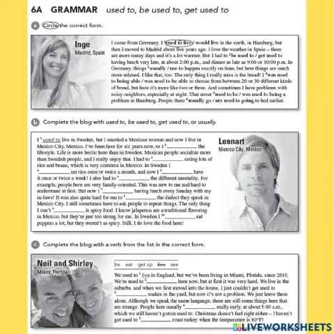 Used to, be used to, get used to