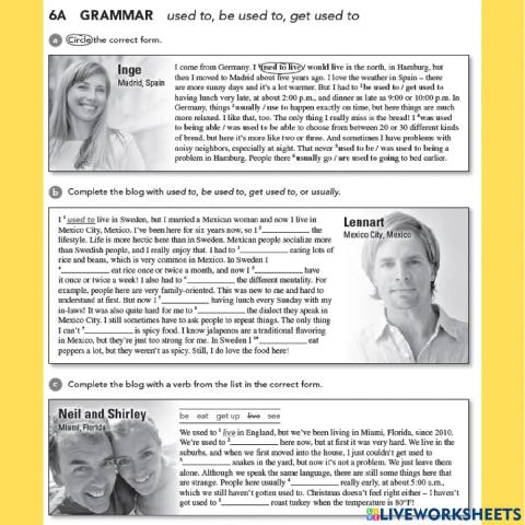 Used to, be used to, get used to