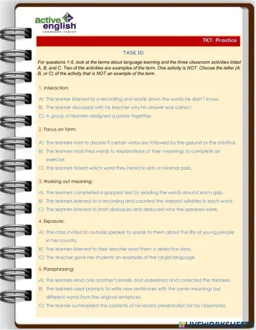 TKT Practice Task 10