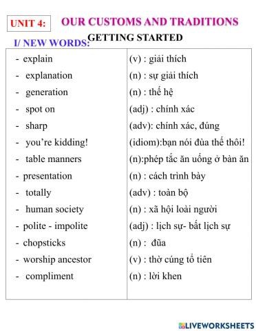 English 8- unit 4- getting started