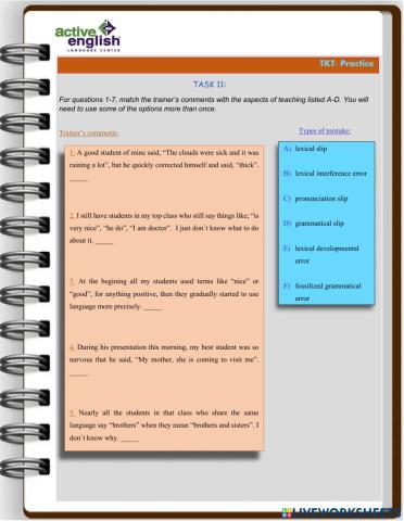 TKT Practice Task 11