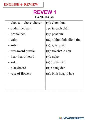 English 6- review 1- language