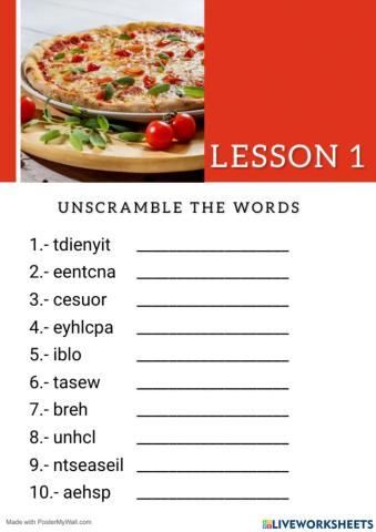 Words related food vocabulary