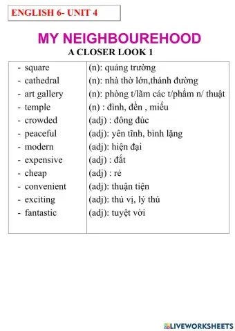 English 6- unit 4- a closer look 1