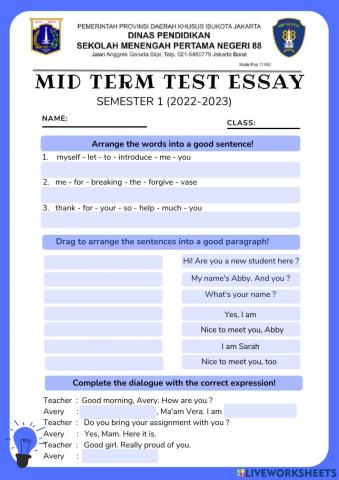 Midterm Test Semester 2