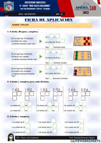 Problemas de mitad y tercia
