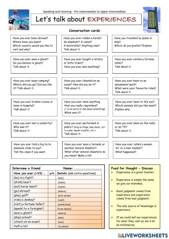 Let's talk about experiences