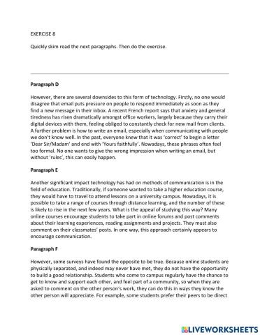 Ie1, unit 4, reading, exercise 8