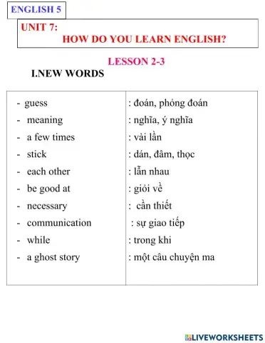 Englíh 5- unit 7- lesson 2-3