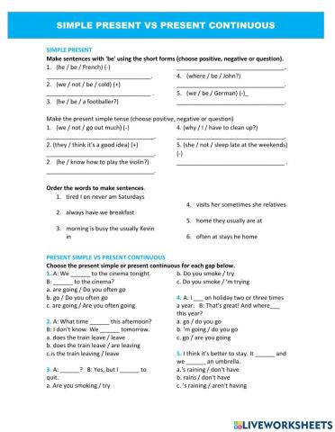 Simple present vs present continuous