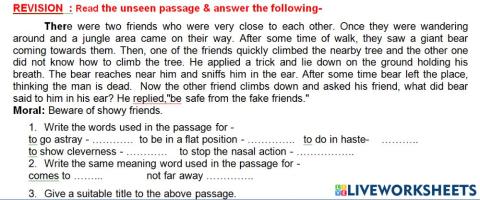 Passage to comprehand