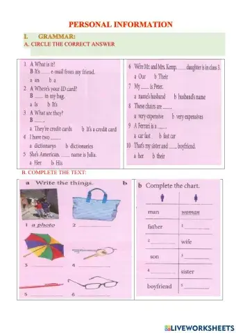 Singualr, plural nouns, things