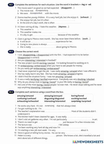 Adjectives with -ed or -ing