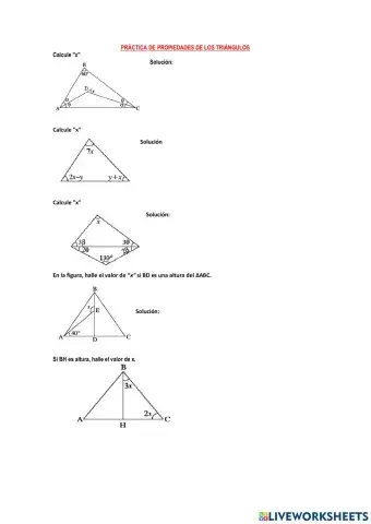 Práctica de los triángulos y sus propiedades