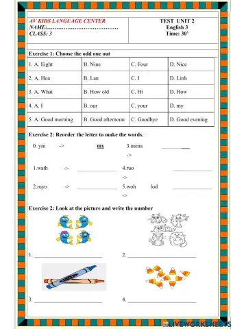 Test Unit 2 (GS 3) Mrs.Thuy