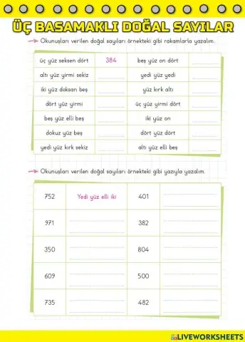 Üç basamaklı doğal sayılar
