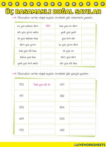 Üç basamaklı doğal sayılar