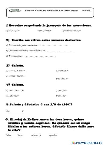 Ev inicial mates 6º